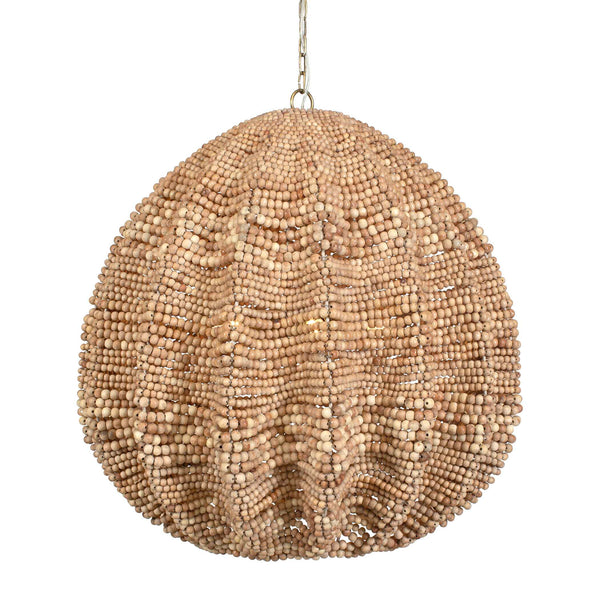 Uttermost Kauri Extra Large Pendant Light With Natural Wooden Beads And Antique Finish For Stunning Style Brass,Woodtone Iron,Wood Beads 21611