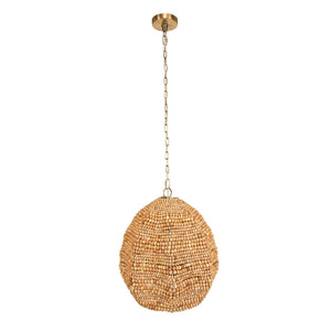 Uttermost Kauri Extra Large Pendant Light With Natural Wooden Beads And Antique Finish For Stunning Style Brass,Woodtone Iron,Wood Beads 21612