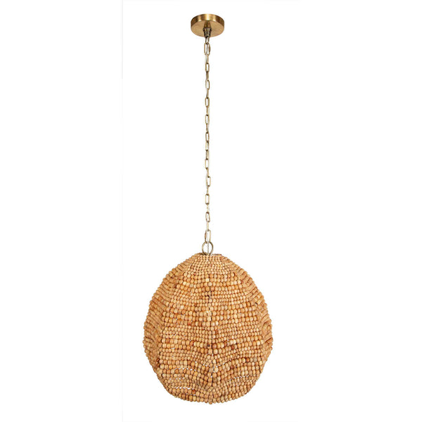 Uttermost Kauri Extra Large Pendant Light With Natural Wooden Beads And Antique Finish For Stunning Style Brass,Woodtone Iron,Wood Beads 21612