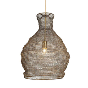 Uttermost Murmur Woven Brass Pendant Light - Eclectic Antique Design With Adjustable 15' Cord Brass Iron 21613