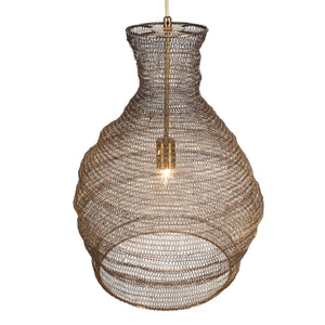 Uttermost Murmur Woven Brass Pendant Light - Eclectic Antique Design With Adjustable 15' Cord Brass Iron 21613