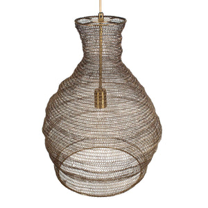 Uttermost Murmur Woven Brass Pendant Light - Eclectic Antique Design With Adjustable 15' Cord Brass Iron 21613