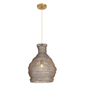 Uttermost Murmur Woven Brass Pendant Light - Eclectic Antique Design With Adjustable 15' Cord Brass Iron 21613