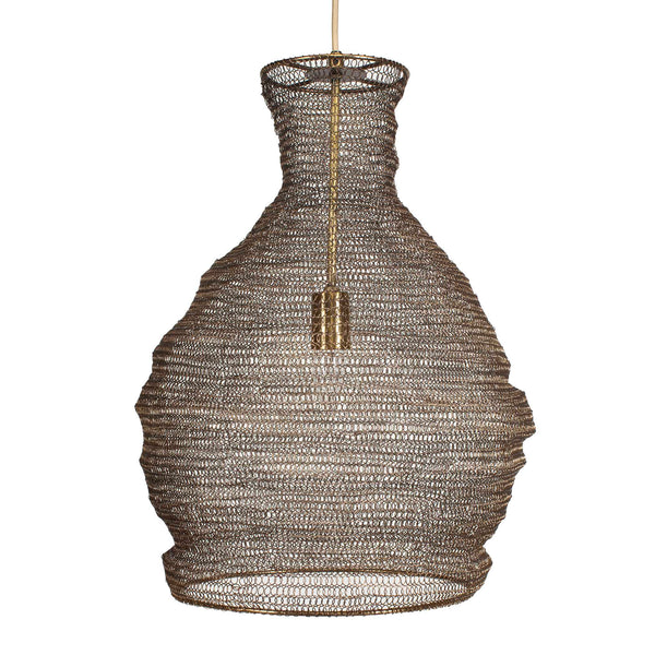 Uttermost Murmur Woven Brass Pendant Light - Eclectic Antique Design With Adjustable 15' Cord Brass Iron 21613
