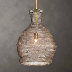 Uttermost Murmur Woven Brass Pendant Light - Eclectic Antique Design With Adjustable 15' Cord Brass Iron 21613