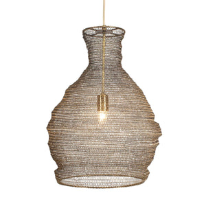 Uttermost Murmur Woven Brass Pendant Light - Eclectic Antique Design With Adjustable 15' Cord Brass Iron 21613