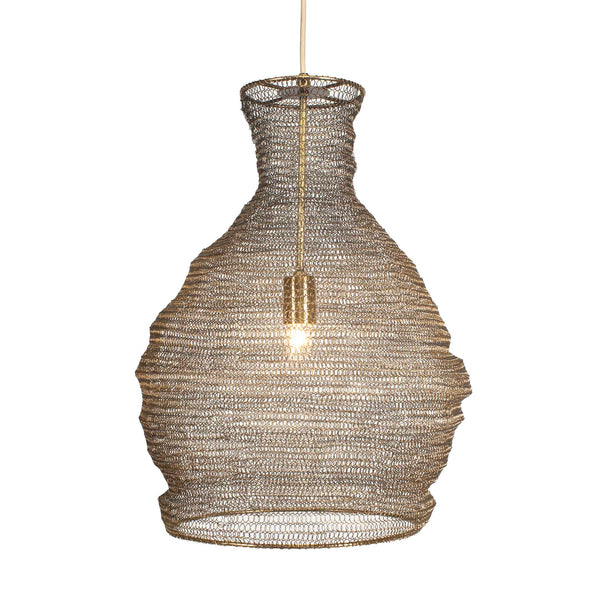 Uttermost Murmur Woven Brass Pendant Light - Eclectic Antique Design With Adjustable 15' Cord Brass Iron 21613