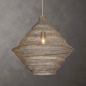 Uttermost Sigh Woven Brass Pendant Light - Adjustable Antique Shade With 15' Cord For Unique Style Brass Iron 21614