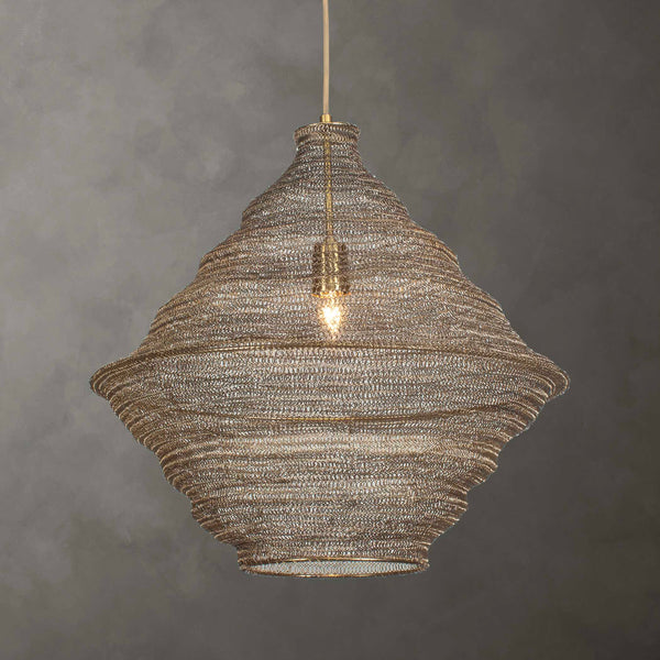 Uttermost Sigh Woven Brass Pendant Light - Adjustable Antique Shade With 15' Cord For Unique Style Brass Iron 21614