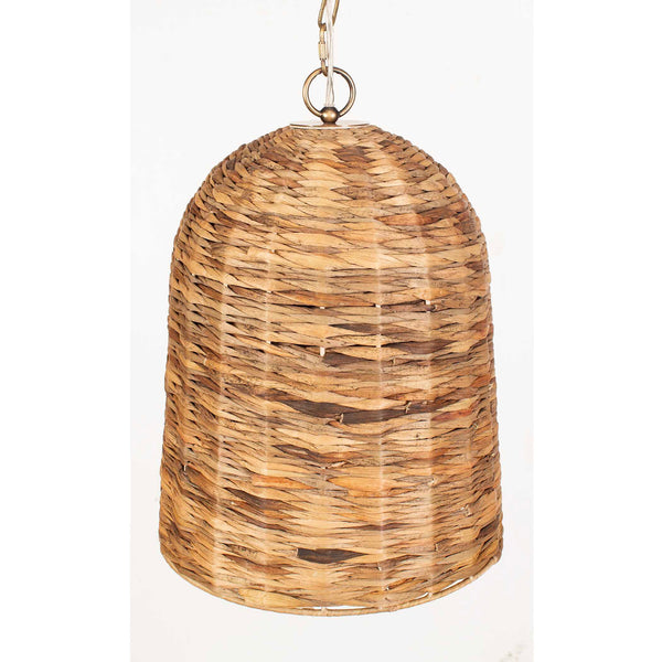 Uttermost Rotorua 1 Light Pendant - Rustic Sea Grass Shade With Antique Brass Accents & Adjustable Chain Brass Iron,Sea Grass 21615