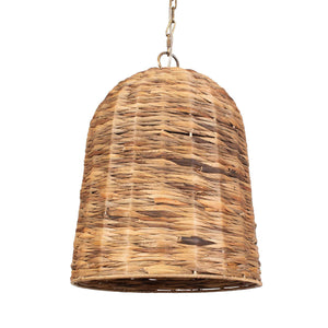 Uttermost Rotorua 1 Light Pendant - Rustic Sea Grass Shade With Antique Brass Accents & Adjustable Chain Brass Iron,Sea Grass 21615