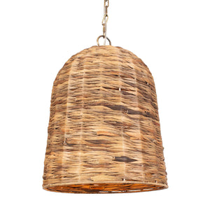 Uttermost Rotorua 1 Light Pendant - Rustic Sea Grass Shade With Antique Brass Accents & Adjustable Chain Brass Iron,Sea Grass 21615