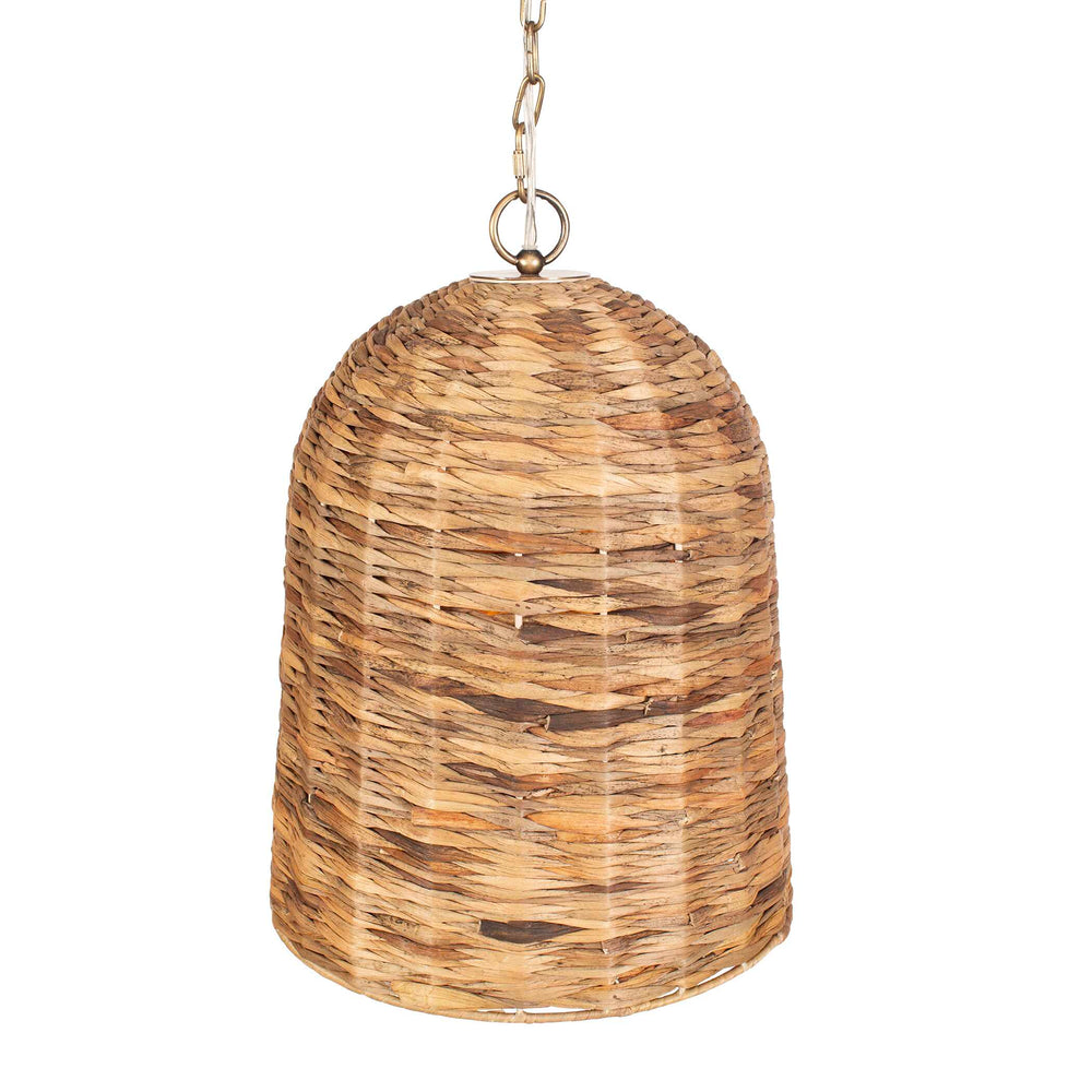 Uttermost Rotorua 1 Light Pendant - Rustic Sea Grass Shade With Antique Brass Accents & Adjustable Chain Brass Iron,Sea Grass 21615
