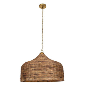 Uttermost Tauranga Seagrass 5-light Pendant - Rustic Charm With Antique Brass Accents & Adjustable Chain Brass Iron,Sea Grass 21616
