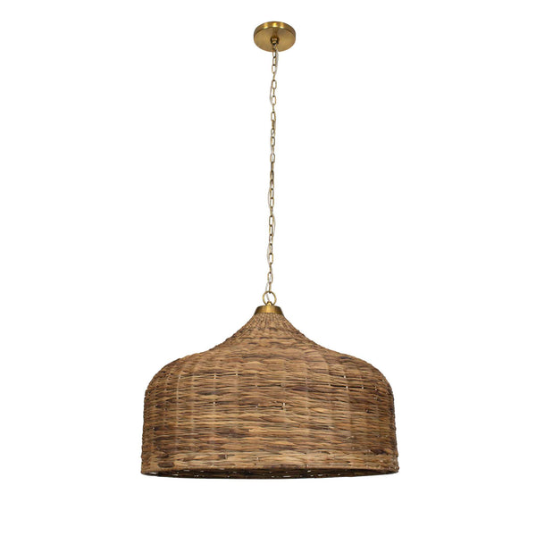Uttermost Tauranga Seagrass 5-light Pendant - Rustic Charm With Antique Brass Accents & Adjustable Chain Brass Iron,Sea Grass 21616