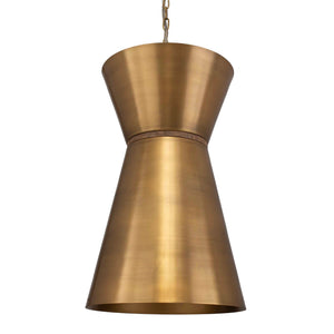 Uttermost Crocker Brass Mini Pendant Light - Eclectic Design With Antique Cones & Natural Wood Accent Brass Iron 21617