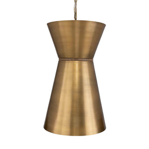 Uttermost Crocker Brass Mini Pendant Light - Eclectic Design With Antique Cones & Natural Wood Accent Brass Iron 21617