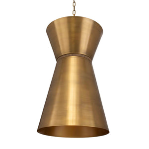 Uttermost Crocker Brass Mini Pendant Light - Eclectic Design With Antique Cones & Natural Wood Accent Brass Iron 21617