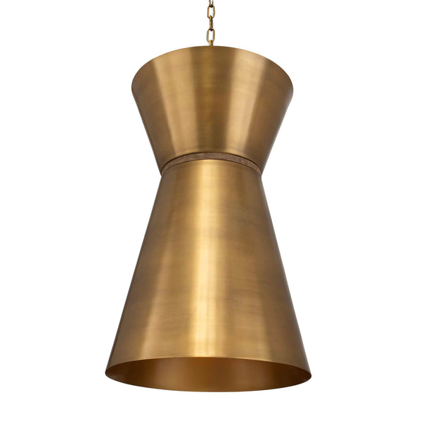 Uttermost Crocker Brass Mini Pendant Light - Eclectic Design With Antique Cones & Natural Wood Accent Brass Iron 21617