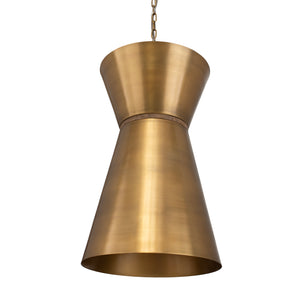 Uttermost Crocker Brass Mini Pendant Light - Eclectic Design With Antique Cones & Natural Wood Accent Brass Iron 21617