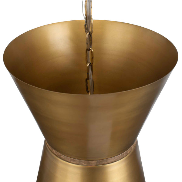 Uttermost Crocker Brass Mini Pendant Light - Eclectic Design With Antique Cones & Natural Wood Accent Brass Iron 21617