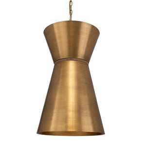 Uttermost Crocker Brass Mini Pendant Light - Eclectic Design With Antique Cones & Natural Wood Accent Brass Iron 21617