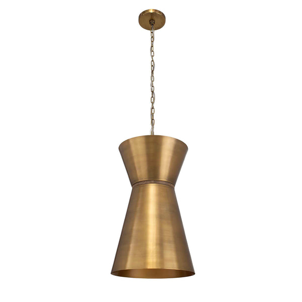 Uttermost Crocker Brass Mini Pendant Light - Eclectic Design With Antique Cones & Natural Wood Accent Brass Iron 21617