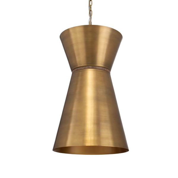 Uttermost Crocker Brass Mini Pendant Light - Eclectic Design With Antique Cones & Natural Wood Accent Brass Iron 21617