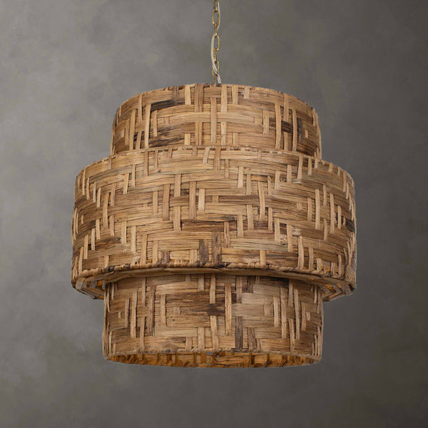 Uttermost Water Hyacinth Pendant Light - Hand Woven 4-light Design With Adjustable Installation Chain Brass Iron,Water Hyacinth 21618