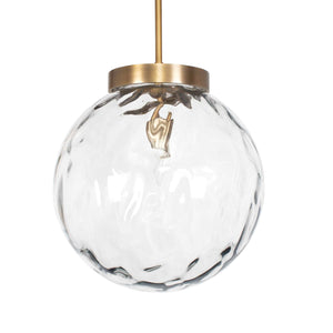 Uttermost Gaia 1 Light Pendant - Oversized Watered Glass With Antique Brass Finish For Adjustable Style Brass Glass,Aluminum,Steel 21622