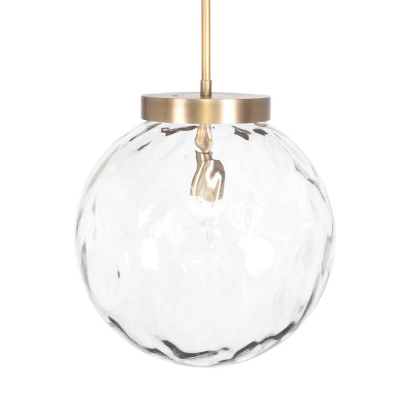 Uttermost Gaia 1 Light Pendant - Oversized Watered Glass With Antique Brass Finish For Adjustable Style Brass Glass,Aluminum,Steel 21622