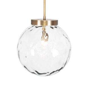 Uttermost Gaia 1 Light Pendant - Oversized Watered Glass With Antique Brass Finish For Adjustable Style Brass Glass,Aluminum,Steel 21622
