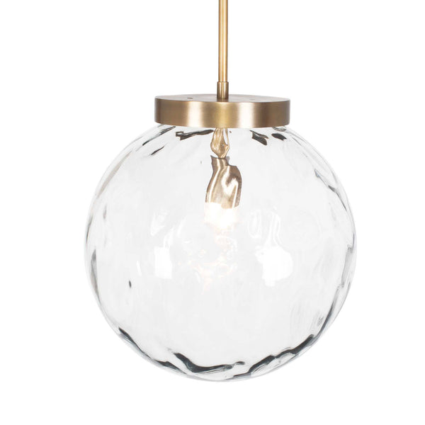 Uttermost Gaia 1 Light Pendant - Oversized Watered Glass With Antique Brass Finish For Adjustable Style Brass Glass,Aluminum,Steel 21622