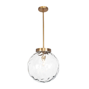 Uttermost Gaia 1 Light Pendant - Oversized Watered Glass With Antique Brass Finish For Adjustable Style Brass Glass,Aluminum,Steel 21622