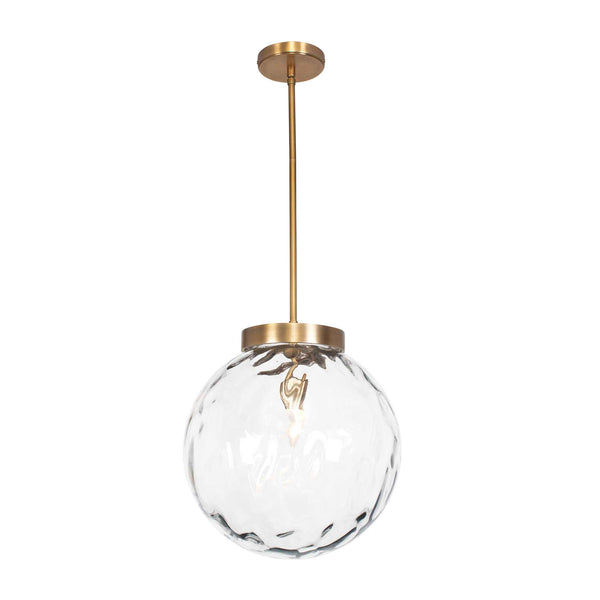 Uttermost Gaia 1 Light Pendant - Oversized Watered Glass With Antique Brass Finish For Adjustable Style Brass Glass,Aluminum,Steel 21622