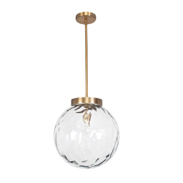 Uttermost Gaia 1 Light Pendant - Oversized Watered Glass With Antique Brass Finish For Adjustable Style Brass Glass,Aluminum,Steel 21622