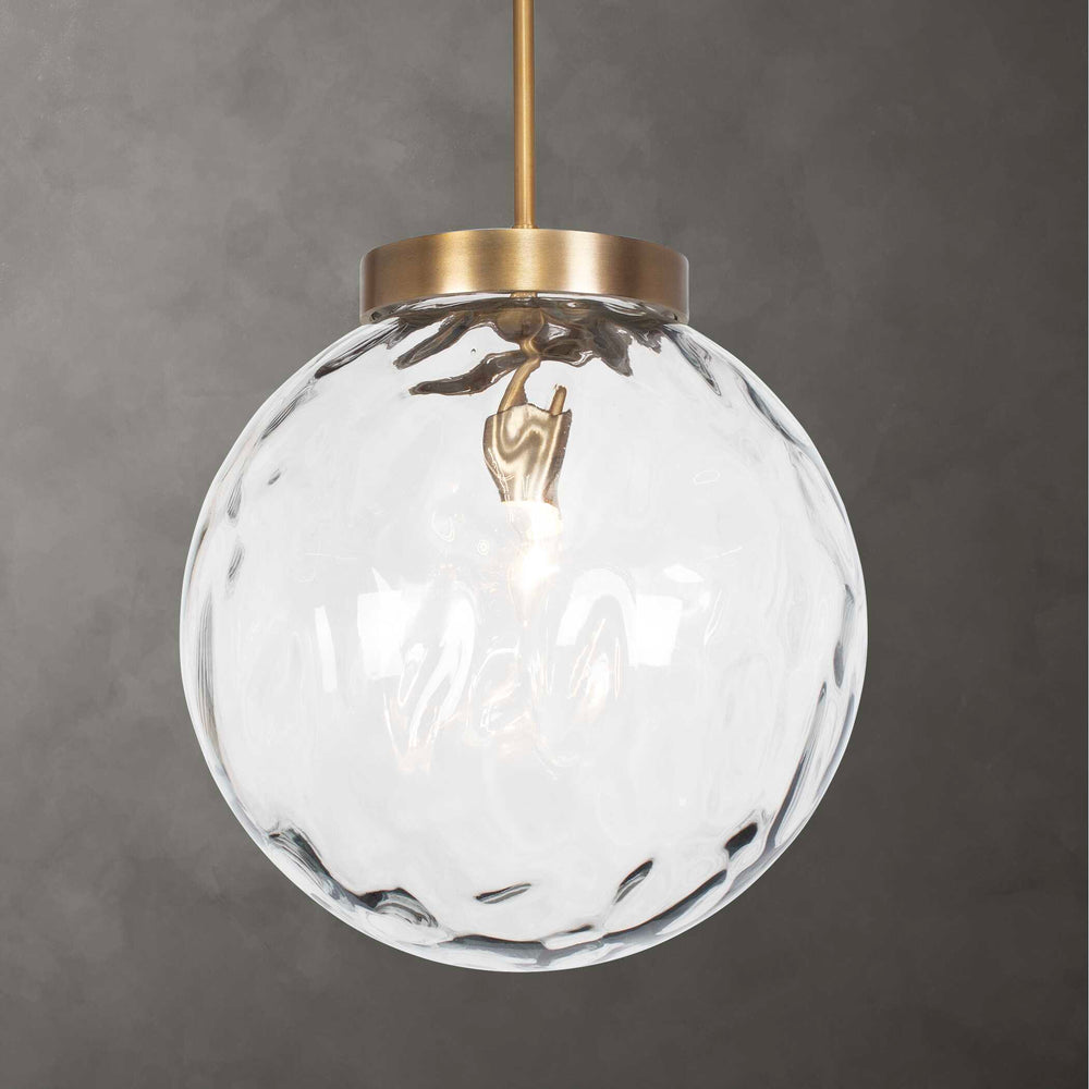 Uttermost Gaia 1 Light Pendant - Oversized Watered Glass With Antique Brass Finish For Adjustable Style Brass Glass,Aluminum,Steel 21622