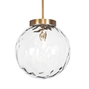 Uttermost Gaia 1 Light Pendant - Oversized Watered Glass With Antique Brass Finish For Adjustable Style Brass Glass,Aluminum,Steel 21622