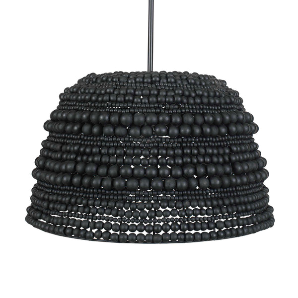 Uttermost Persephone Black Bead Pendant Light - Adjustable, Elegant Design With Rich Wooden Beads Black Wood,Iron 21623