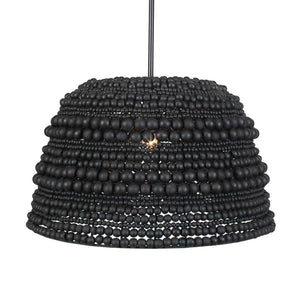 Uttermost Persephone Black Bead Pendant Light - Adjustable, Elegant Design With Rich Wooden Beads Black Wood,Iron 21623