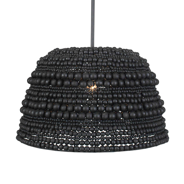 Uttermost Persephone Black Bead Pendant Light - Adjustable, Elegant Design With Rich Wooden Beads Black Wood,Iron 21623