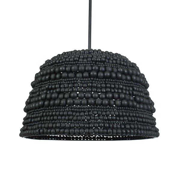 Uttermost Persephone Black Bead Pendant Light - Adjustable, Elegant Design With Rich Wooden Beads Black Wood,Iron 21623