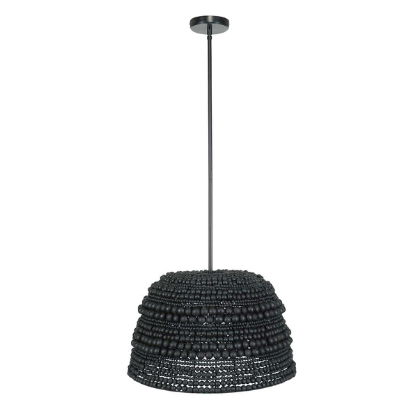 Uttermost Persephone Black Bead Pendant Light - Adjustable, Elegant Design With Rich Wooden Beads Black Wood,Iron 21623