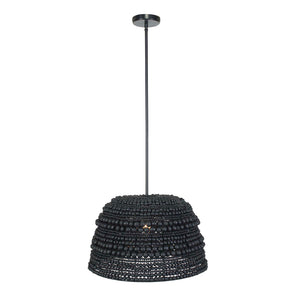 Uttermost Persephone Black Bead Pendant Light - Adjustable, Elegant Design With Rich Wooden Beads Black Wood,Iron 21623