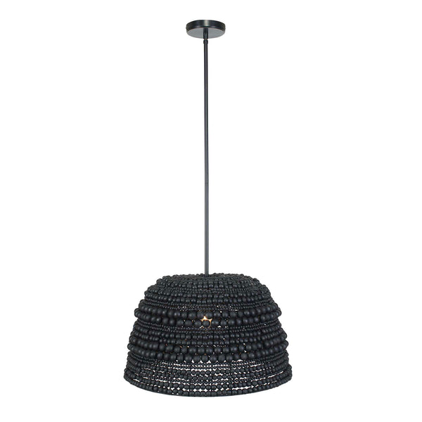 Uttermost Persephone Black Bead Pendant Light - Adjustable, Elegant Design With Rich Wooden Beads Black Wood,Iron 21623