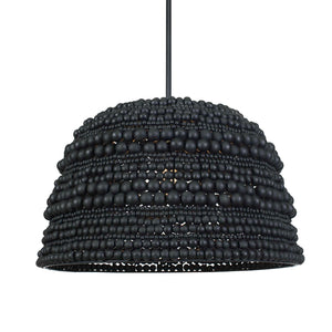 Uttermost Persephone Black Bead Pendant Light - Adjustable, Elegant Design With Rich Wooden Beads Black Wood,Iron 21623