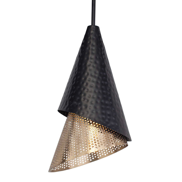 Uttermost Apollo Mini Pendant - Stylish Hammered Black & Gold Design With Adjustable Installation Options Black,Gold Steel 21624