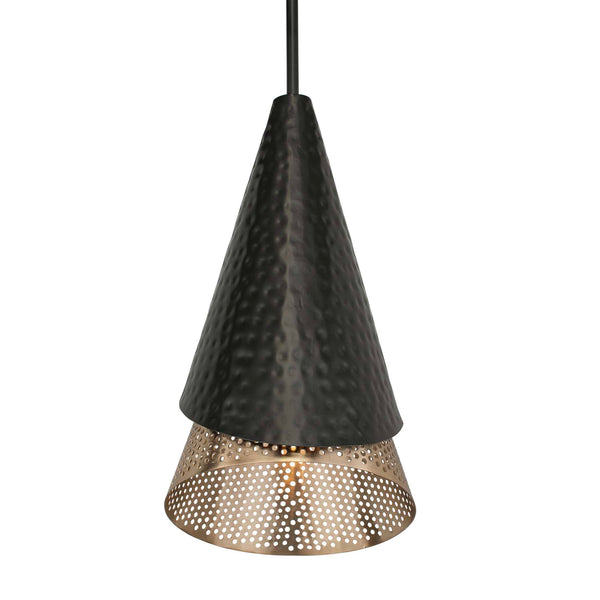 Uttermost Apollo Mini Pendant - Stylish Hammered Black & Gold Design With Adjustable Installation Options Black,Gold Steel 21624
