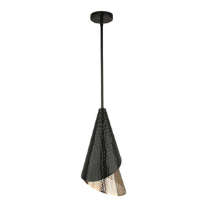 Uttermost Apollo Mini Pendant - Stylish Hammered Black & Gold Design With Adjustable Installation Options Black,Gold Steel 21624