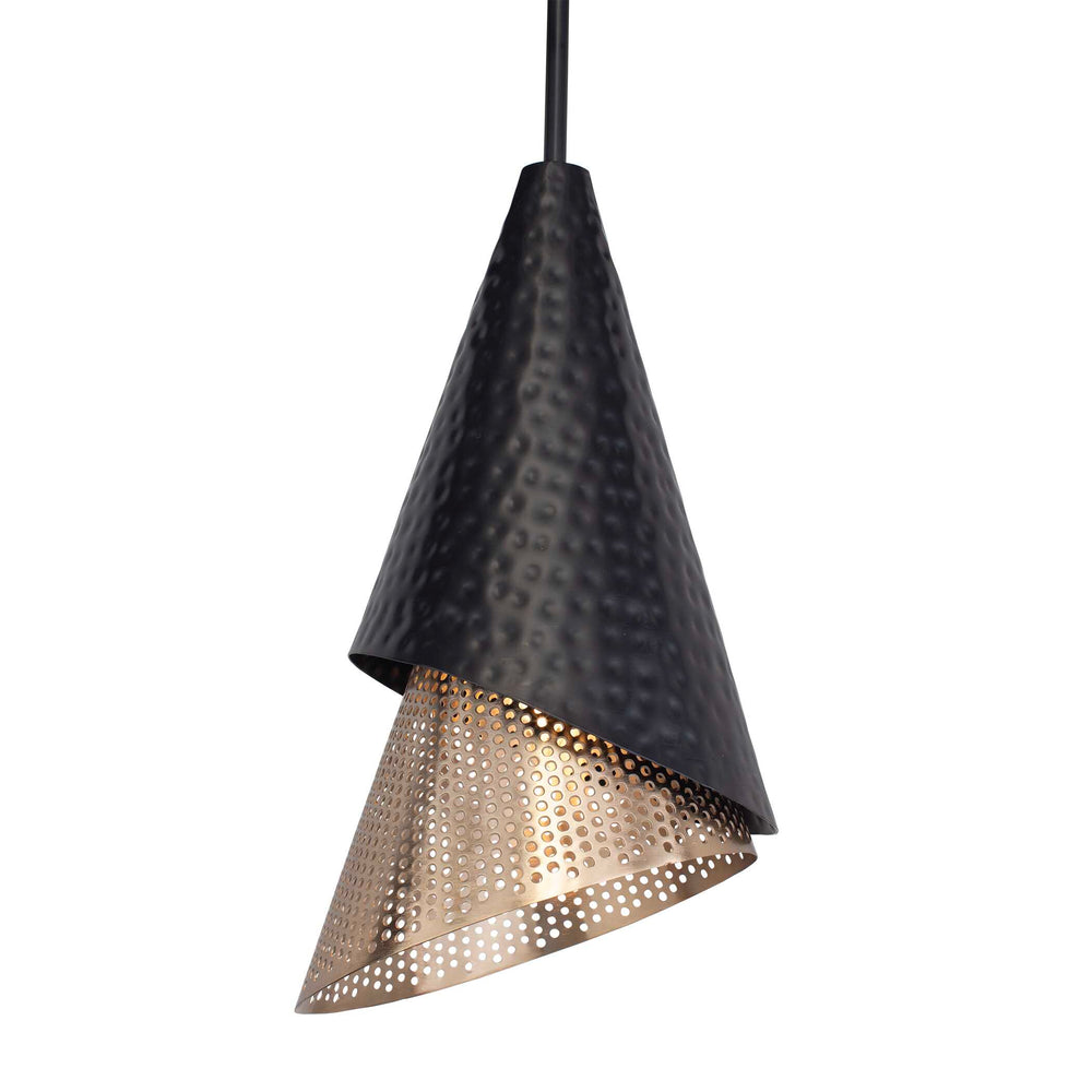 Uttermost Apollo Mini Pendant - Stylish Hammered Black & Gold Design With Adjustable Installation Options Black,Gold Steel 21624